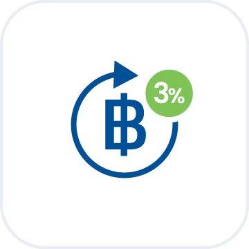 รับเงินคืน 3% ทุกปี