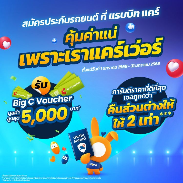 ประกันรถยนต์ชั้น 1 ผ่อน 0% สูงสุด 10 เดือน พร้อม Bic C Voucher